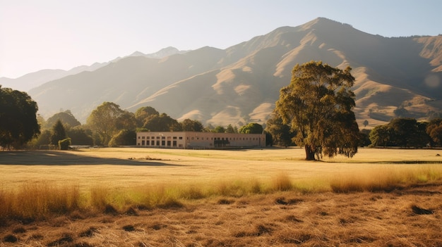 Foto de la vista de fondo del campo de la escuela.