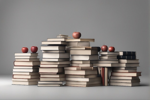 foto de la vista frontal del día de la educación de libros y escaleras apilados