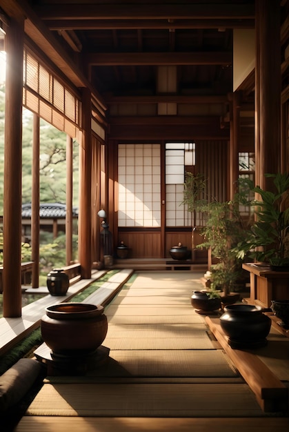 foto vista frontal de la entrada a la casa tradicional japonesa