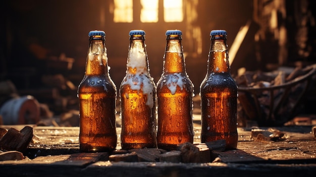 foto vista frontal sabroso arreglo de cerveza americana generada por AI