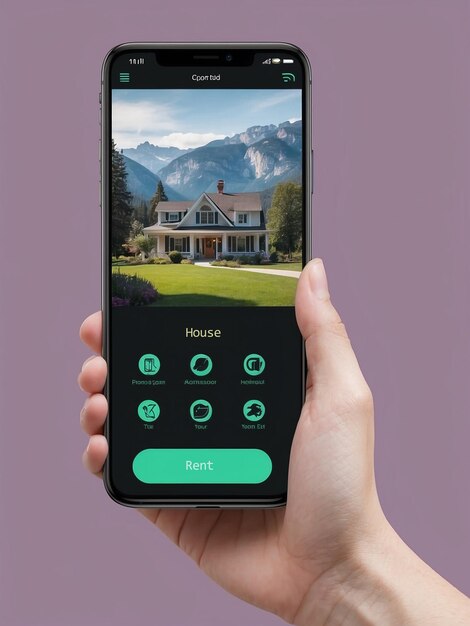 Foto foto de la vista en la pantalla móvil de una aplicación de alquiler de casas