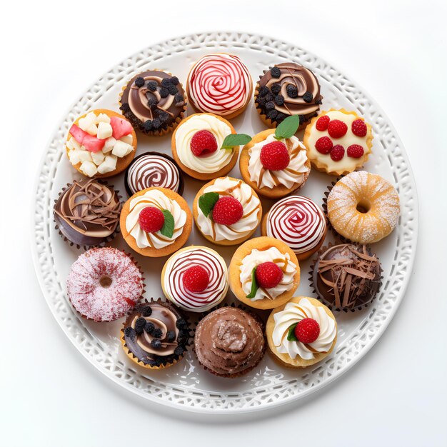 Una foto de la vista superior de postres y galletas árabes