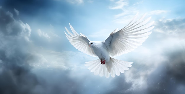 Foto voando pomba alegórica da paz dia internacional da paz generativa ai