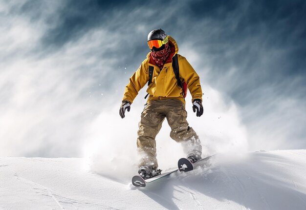 Foto vom Snowboarden auf einem schneebedeckten Berg