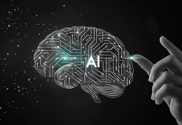 Foto von AI-Chip künstliche Intelligenz digitale Zukunftstechnologie Innovation Hand Hintergrund