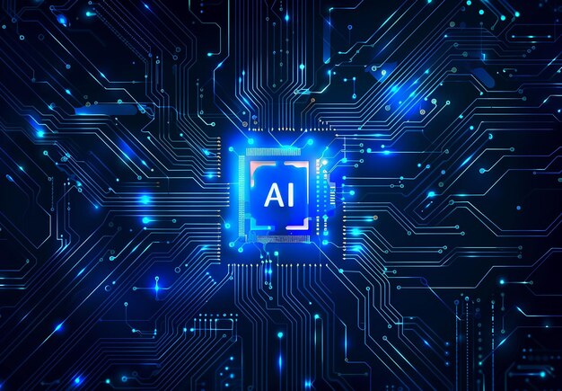 Foto von AI-Technologie Mikrochip-Design-Hintergrund künstliche Intelligenz Hintergrundkonzept