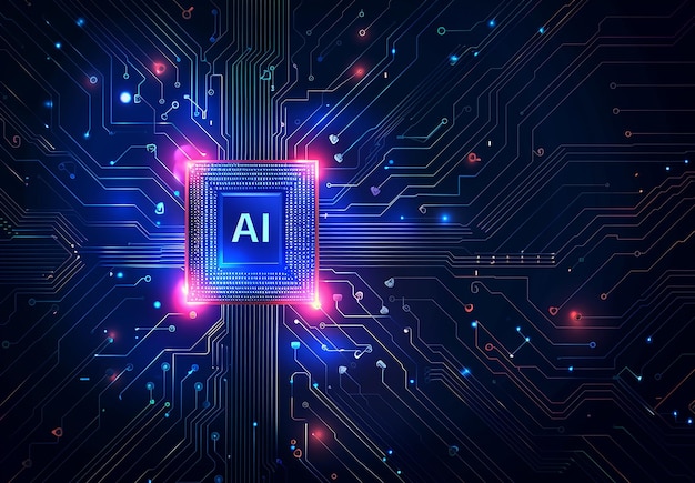 Foto von AI-Technologie Mikrochip-Design-Hintergrund künstliche Intelligenz Hintergrundkonzept