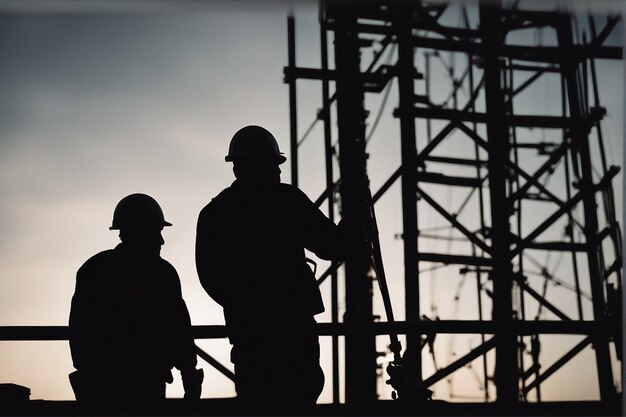 Foto von Arbeitern auf der Baustelle Silhouette am Tag des Arbeiterstages