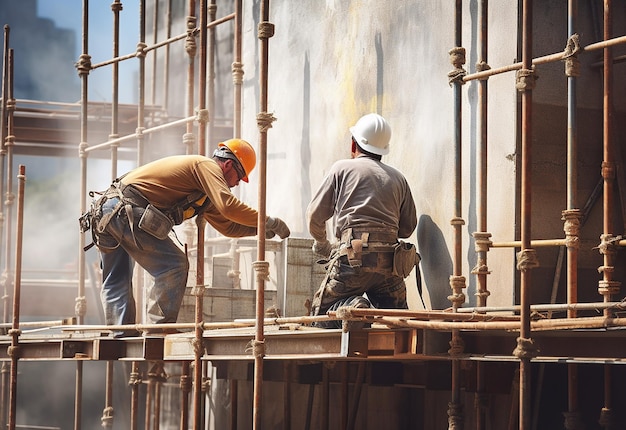 Foto von Baustelleningenieuren und Arbeitern bei der Arbeit