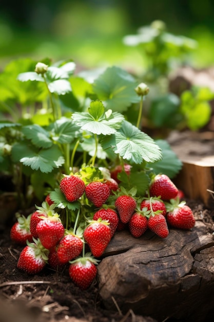 Foto von Bio-Erdbeerpflanzen