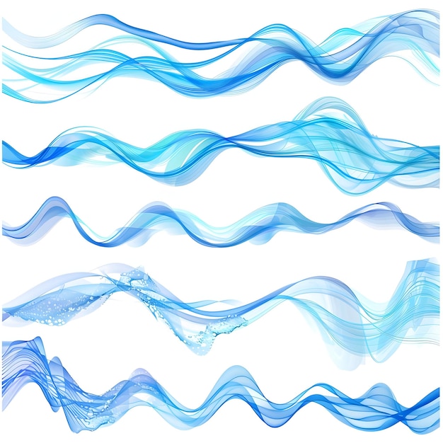 Foto foto von blauen farbvariationen, gradientwellenkurvenlinien und designs auf weißem hintergrund
