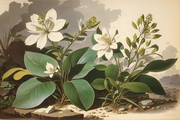 Foto von Bogbean menyanthes trifoliata Illustration aus der medizinischen Botanik