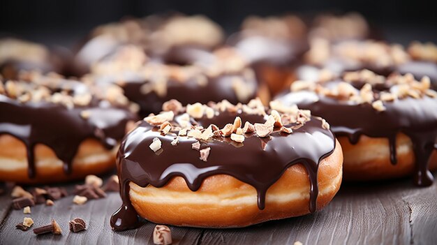 Foto von bunten, köstlichen Donuts-Donuts, die auf einem weißen Hintergrund isoliert sind