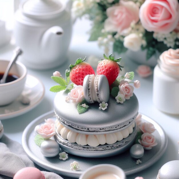 Foto foto von bunten, köstlichen macarons mit geeignetem hintergrund