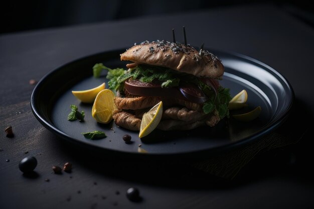 Foto von Burger mit Pommes Generative KI