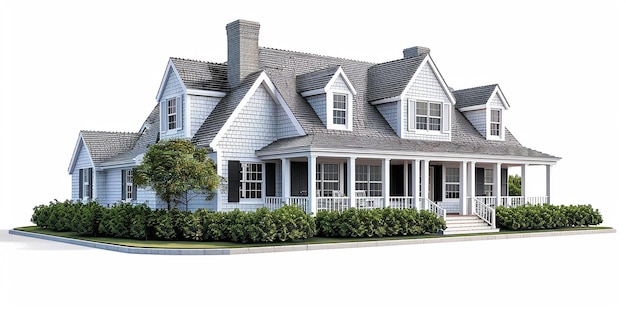 Foto von Cape Cod House isoliert auf weißem Hintergrund