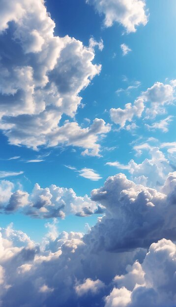 Foto von Cumulonimbus-Wolke am hellblauen Himmel an einem sonnigen Tag von unten