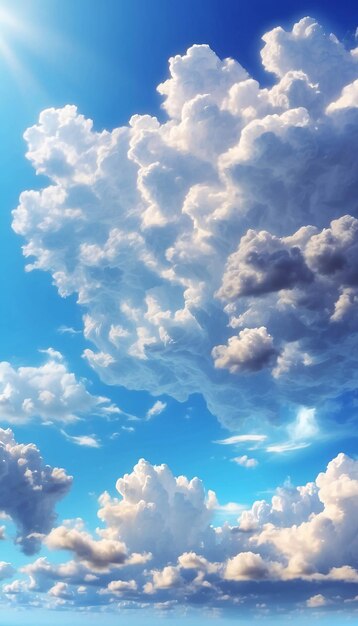 Foto von Cumulonimbus-Wolke am hellblauen Himmel an einem sonnigen Tag von unten