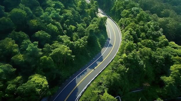 Foto foto von der krümmungsstraße oben luftansicht wunderschöne generative ki