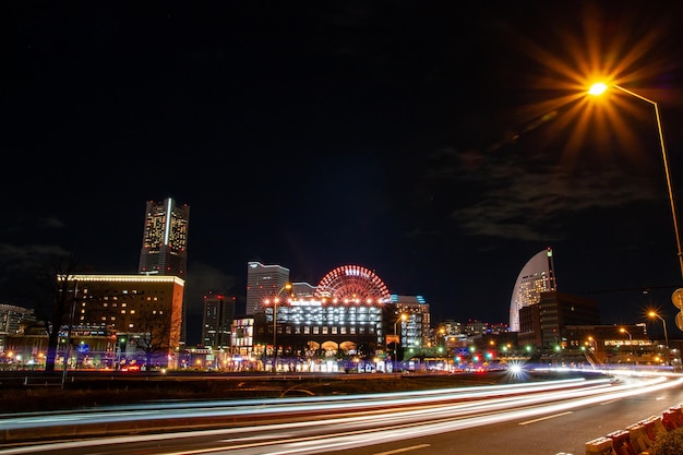 Foto von der Nachtansicht von Yokohama