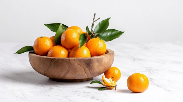 Foto von Ein Korb mit Orangen ist mit Orangen gefüllt Close-up auf Zitrusfrüchte KI generiert