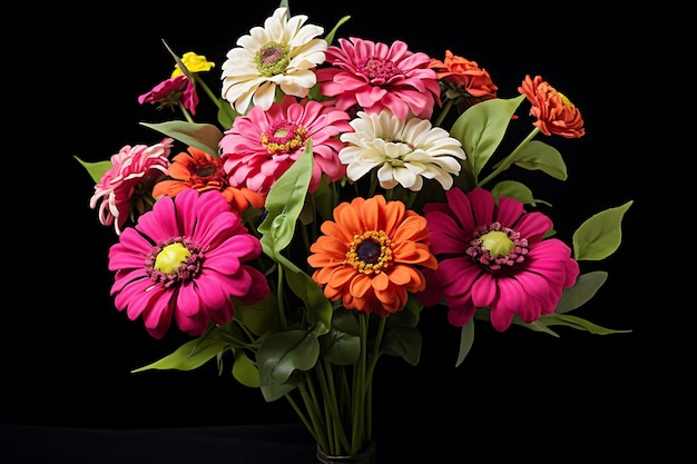 Foto von einem Bouquet farbenfroher Zinniablumen