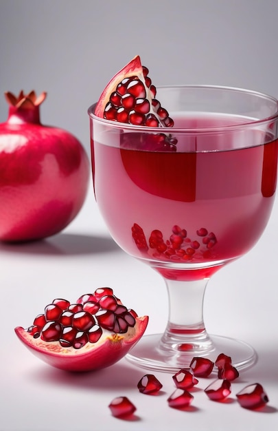 Foto foto von einem granatapfelsaft mit rübenstücken auf einem glatten hintergrund