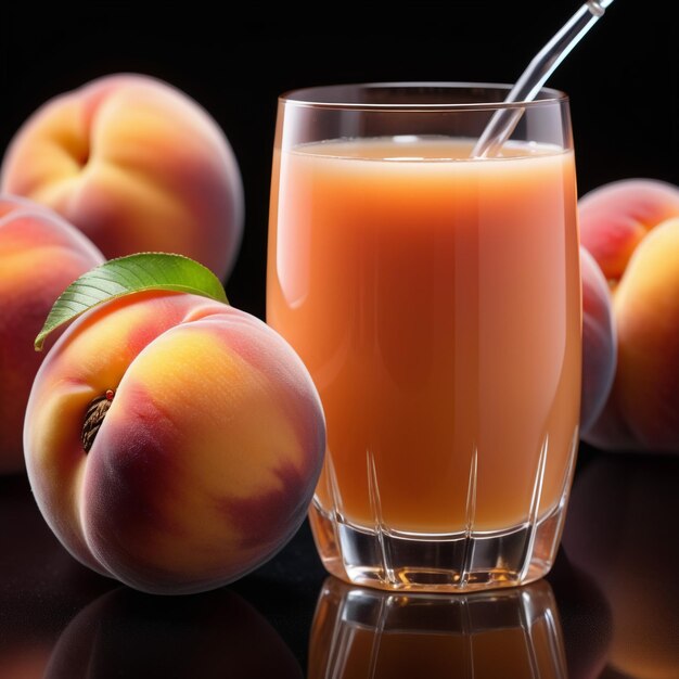 Foto von einem Pfirsichsaft mit Rübenstücken auf einem glatten Hintergrund