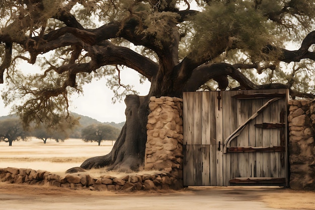 Foto von einem Rustic Gate Eichenbaum