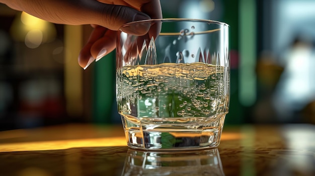 Foto von Eiswürfeln und Wasser in einem Glas Generative KI