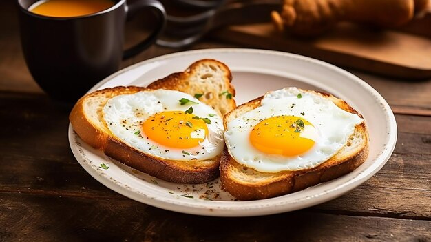 Foto von Ernährung leckere gebratene Eier zum morgendlichen Frühstück