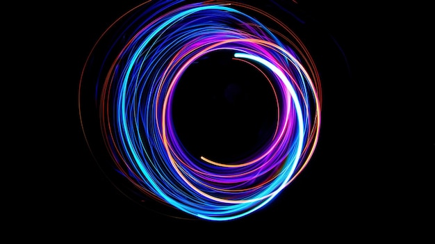Foto von farbenfrohen leuchtenden elektrischen Neonringen in isolierten Hintergründen