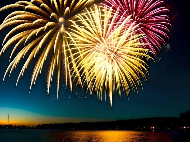 Foto von Feuerwerk in einer fernen Stadt in der Nacht