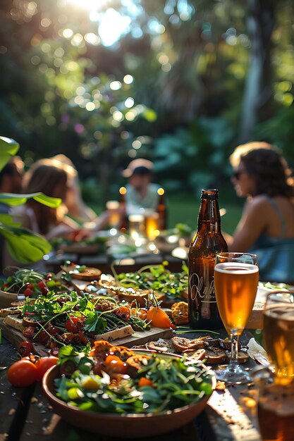 Foto von Freunden, die ein Picknick in einem dänischen Botanischen Garten mit Familienaktivitäten genießen