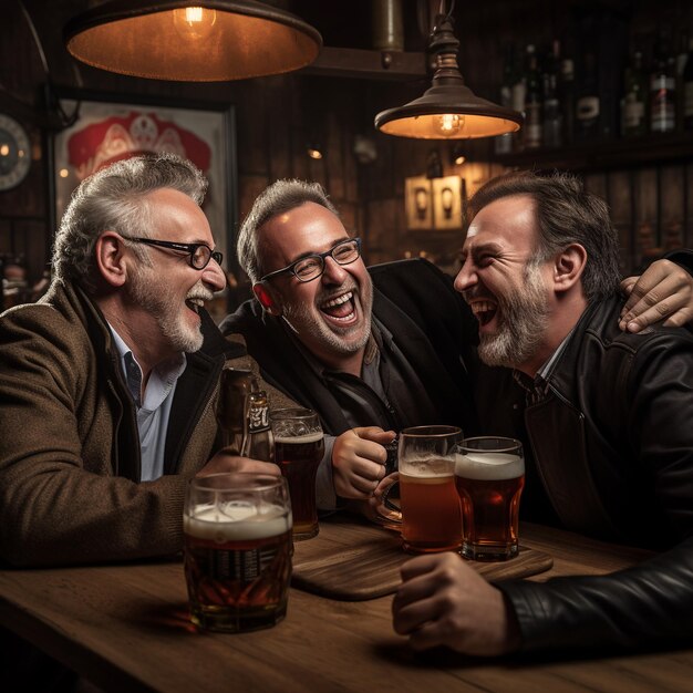 Foto von Freunden mittleren Alters, die Spaß haben