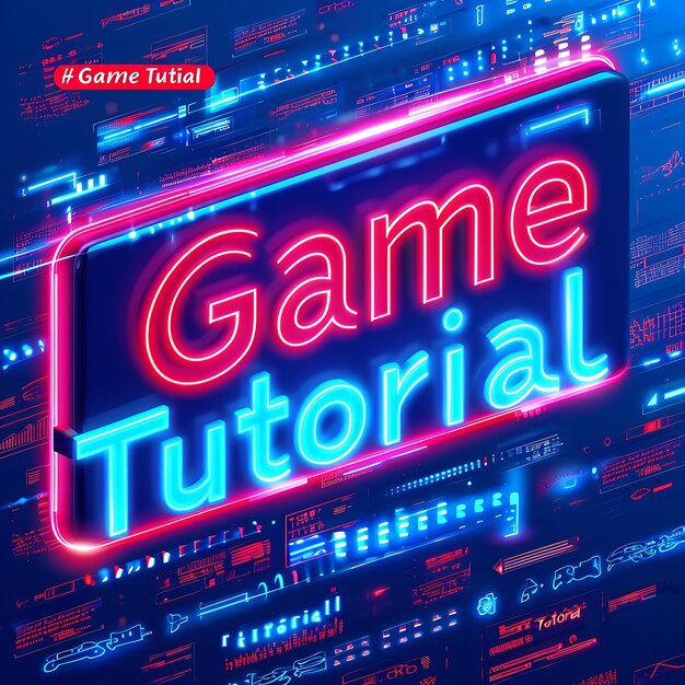 Foto foto von game tutorial text mit blink-effekt informativer stil für content creator stream