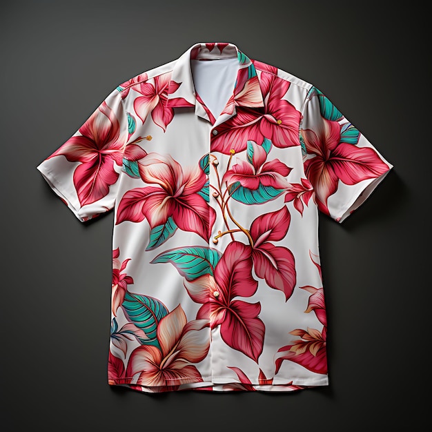 Foto von Hawaiian Shirt für Männer entspannt fit mit Rayon Stoff Camp Co Front View sauber BG isoliert