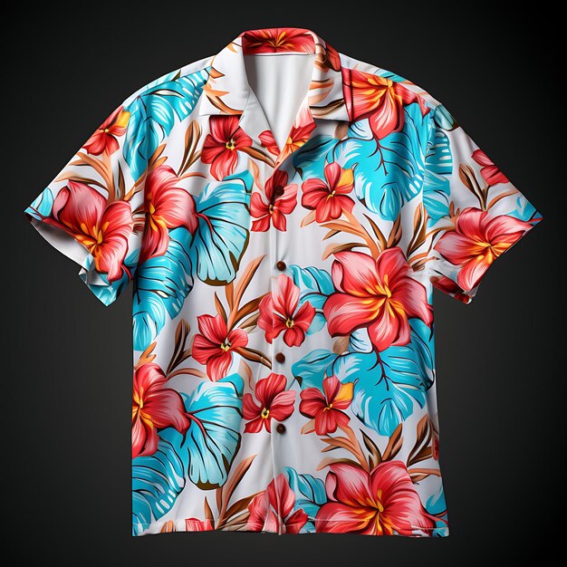 Foto von Hawaiian Shirt für Männer entspannt fit mit Rayon Stoff Camp Co Front View sauber BG isoliert