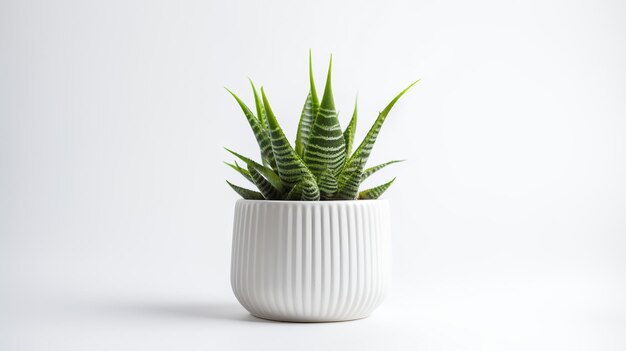 Foto von Haworthia im minimalistischen Topf als Zimmerpflanze für die Heimdekoration