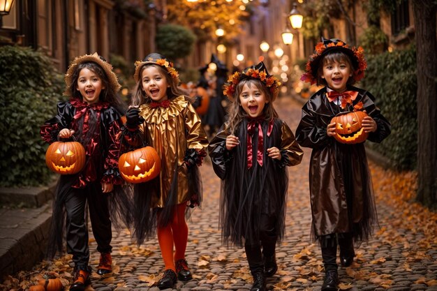 Foto von heiligen Kindern mit Kürbis