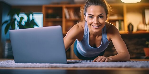 Foto foto von jungen leuten, die zu hause yoga machen