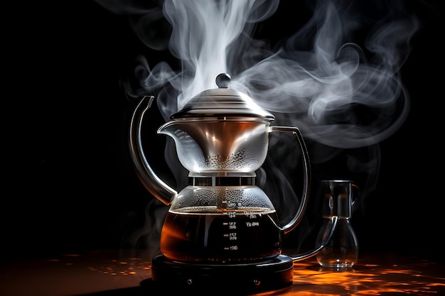 Foto von Kaffee-Perkolator mit steigendem Dampf