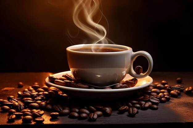 Foto von Kaffeebohnen, die die Form einer Kaffeetasse bilden