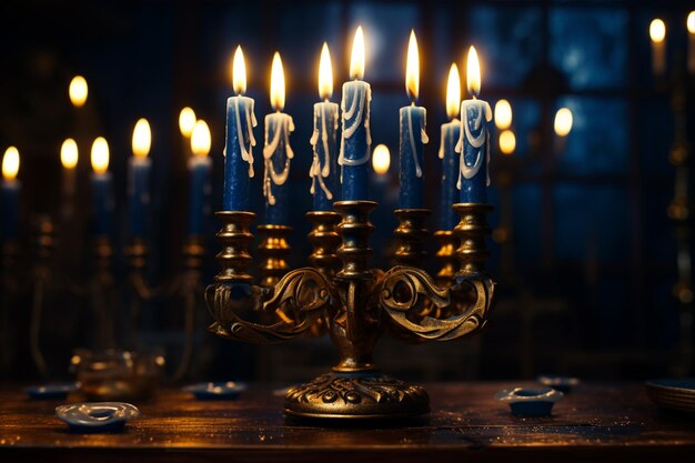 Foto foto von kerzen bei der hanukkah-feier