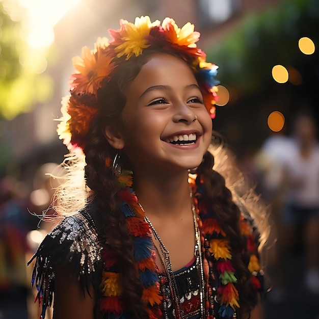 Foto von kolumbianischen Kindern, die sich in traditionellen Kostümen wie Festive Colombia Vibrant verkleiden