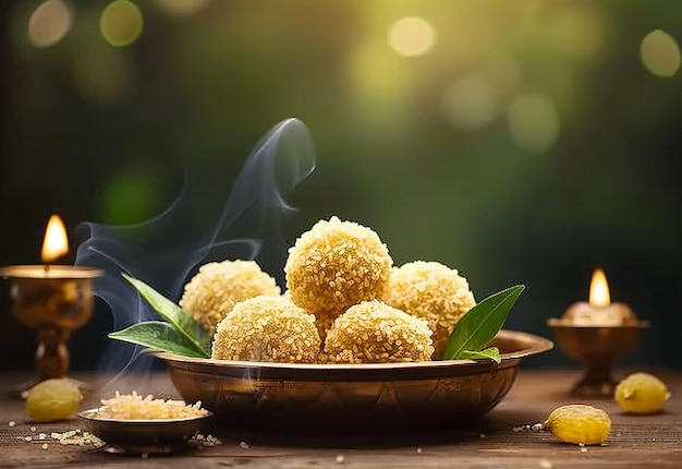 Foto von laddoo laddu motichoor laddu indischen traditionellen Süßigkeiten