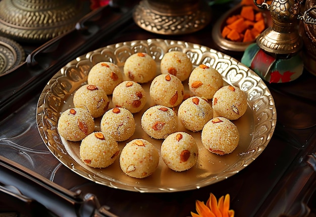 Foto von laddoo laddu motichoor laddu indischen traditionellen Süßigkeiten