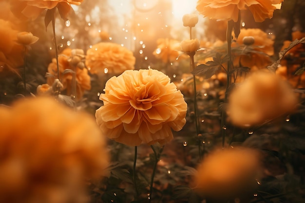Foto von Marigoldblüten mit Doppelbelichtungseffekt