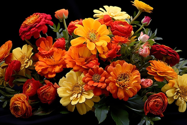 Foto von Marigolds in einem Blumenarrangement mit anderen