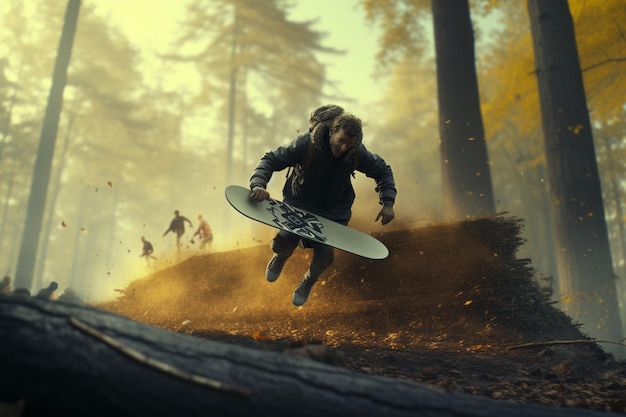 Foto von Menschen, die im Wald Extremsport betreiben